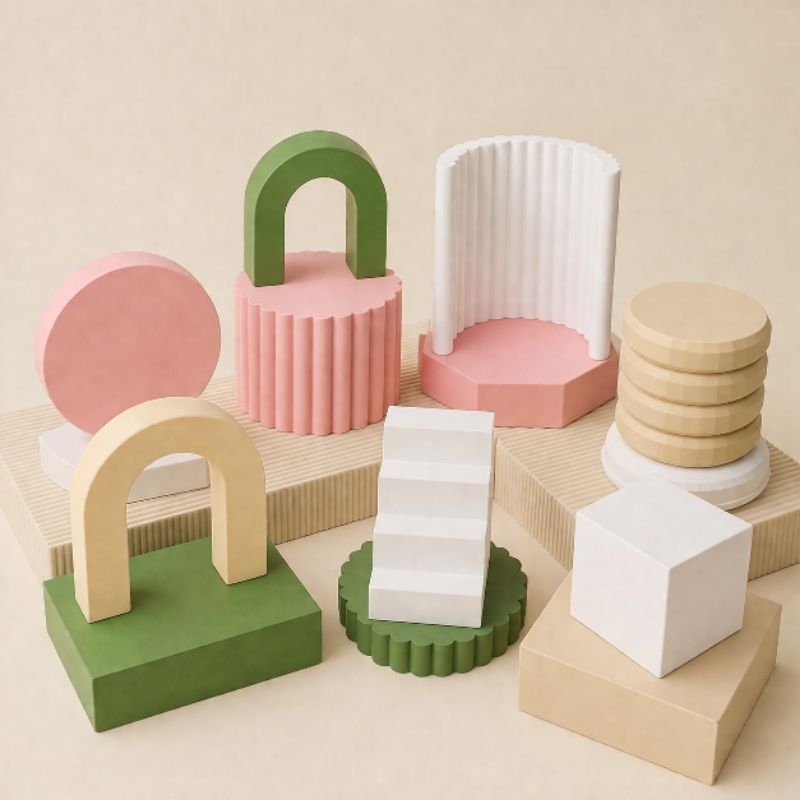 Kit Completo 14pçs Cenário para fotografia aniversário decoração Expositores cubos impressão 3d props
