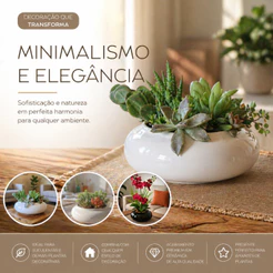 Vaso Decorativo Redondo Baixo Ikebana Enfeite Cozinha Sala Escritorio Rack Mesa de Centro