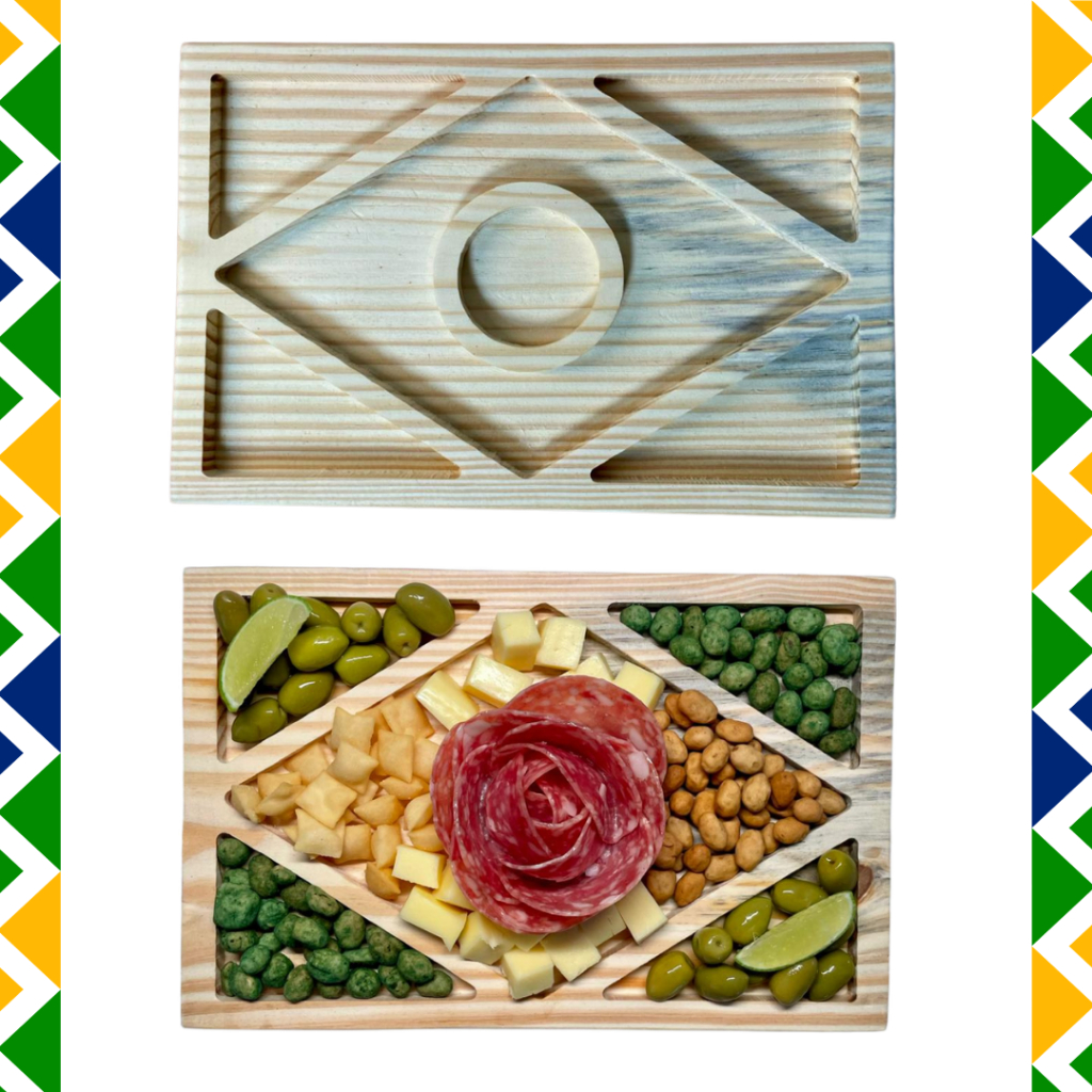 Petisqueira Tábua Decoração Mesa Petiscos Brasil Copa do Mundo Bandeira do Brasil