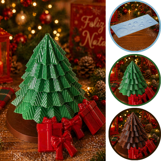 1~5 Forma Para Chocolate: 1 Árvore De Natal 3d - Porto Formas Cod P859 (CHOCO)