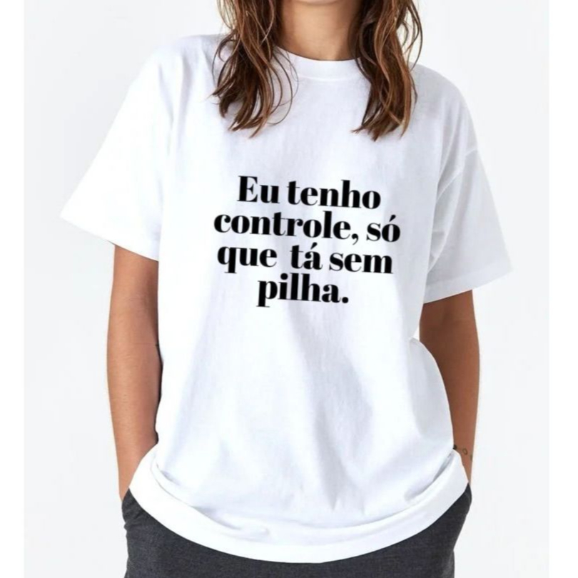 Camiseta Feminina Frase Divertida Algodão Confortável Casual Oversized Moda Streetwear