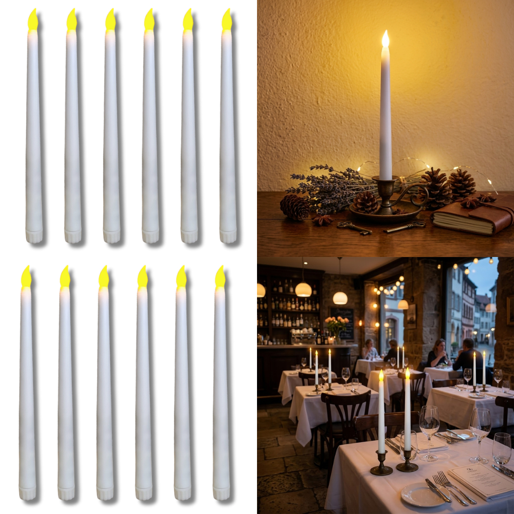 Kit 2, 3, 4, 6, 10 Ou 12 Vela De Led Grande Alta Chama Amarela Luz Oscilante à Pilha Enfeite Decoração P/ Castiçal