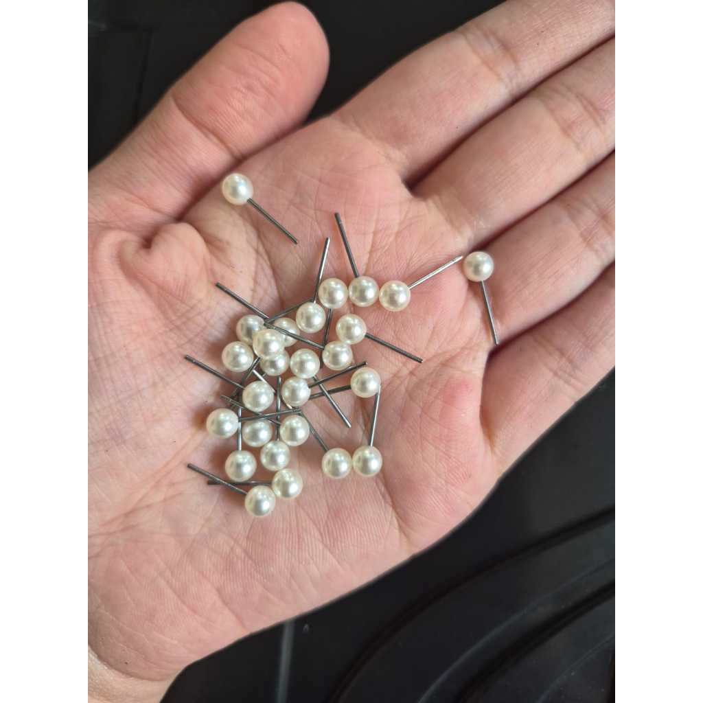 100Base Brinco Perola 5mm Branco+ Tarrachas(para 50 pares de brincos)