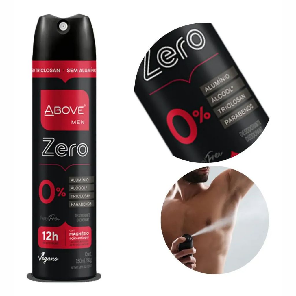 6X Desodorante Aerosol Above Men Feel Free Zero Alumínio 150ml — imagem 2 de 2