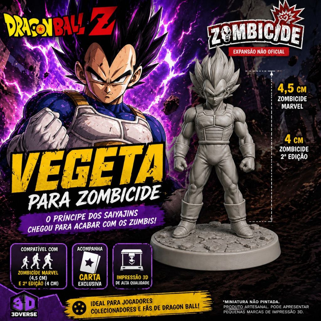 Miniaturas Goku & Vegeta (Dragon Ball) para Zombicide | 4cm / 4,5cm + Carta