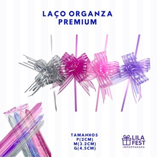 Kit 10~80 Unid Laço Organza Mágico Pronto Fácil Presente Embalagem Luxo Premium Decoração