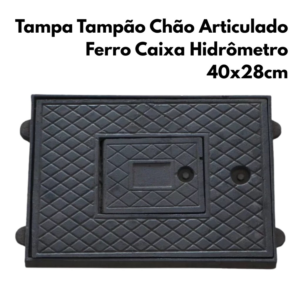 Tampa Tampão Chão Articulado Ferro Caixa Hidrômetro 40X28cm