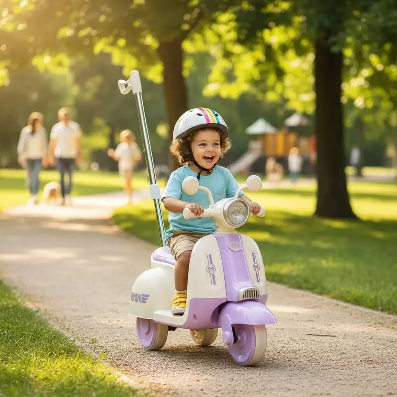 Moto Elétrica Infantil Com Empurrador Bateria Criança Passeio Premium