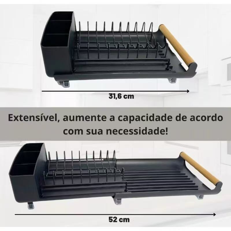 Escorredor de Louças Pratos Copos Talheres Compacto Extensível
