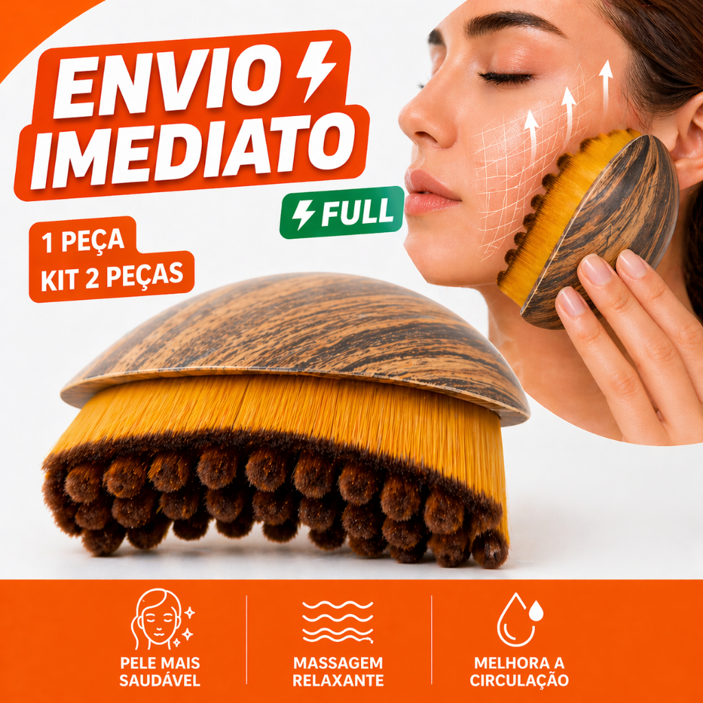 Escova Facial Corporal Drenagem Linfática Massageadora Gua Sha Cerdas Macias Anti Inchaço Skincare