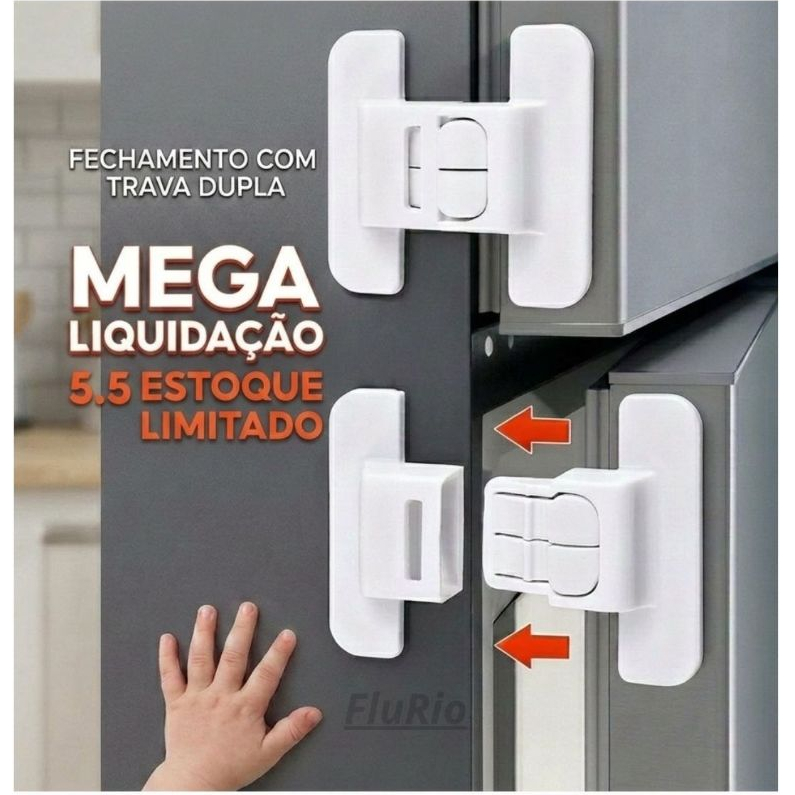 2 Travas de Segurança Geladeira Gavetas Multiuso ou 1 trava Adesiva Protetor Infantíl Fechadura Armá