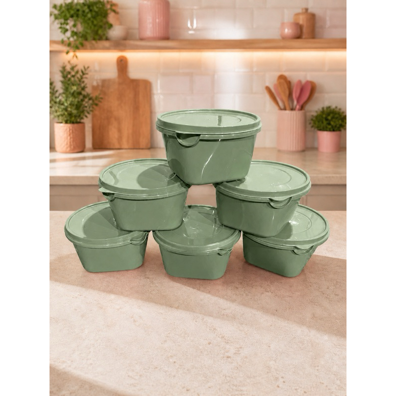 Kit 6 Potes De Plástico 700ml Com Tampa Marmita Organizador Cozinha Multiuso