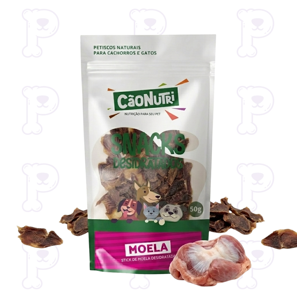 Petisco Natural Snack de Moela 50g CãoNutri - Treino e Adestramento Positivo de Cães e Gatos