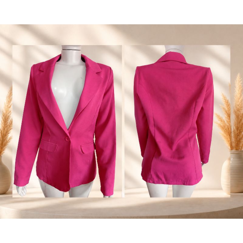 Blazer Feminino Rosa LC Shoes Tamanho M Alfaiataria Elegante Casual Chic com Elastano Moda Feminina