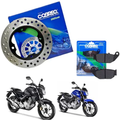 Kit Disco Freio Traseiro + Pastilha Cobreq CB 250F TWISTER 2016 2017 2018 2019 2020 2021 2022 2023