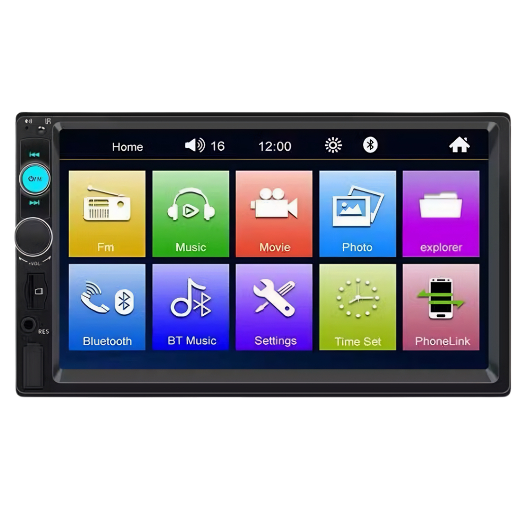 Central Multimídia Automotiva 7” Touch Screen Bluetooth Espelhamento Android com Suporte a Câmera Ré