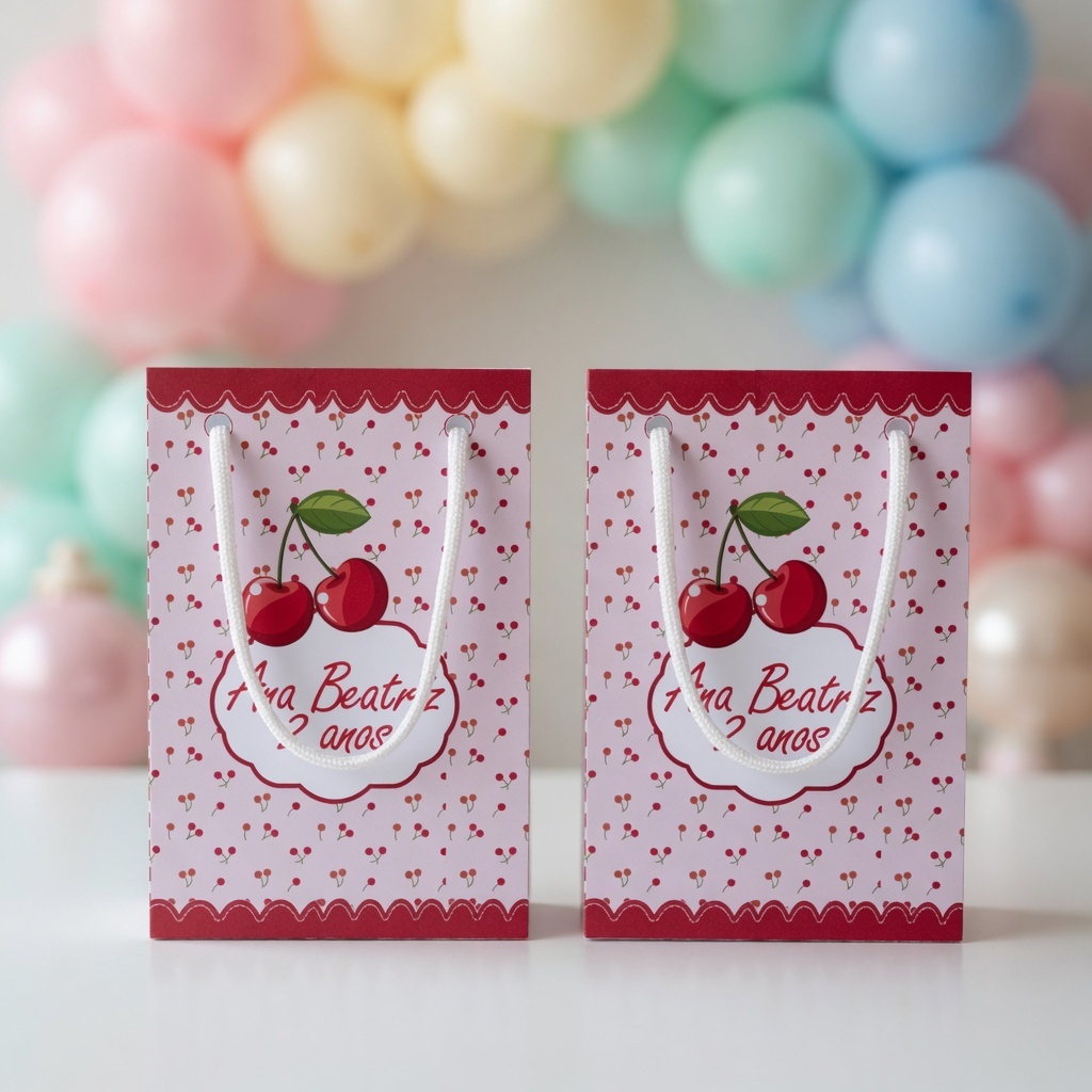 Sacolinha P Cereja/Cerejinha Personalizado/Lembrancinha de festa/Aniversário