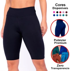 Bermuda Feminina Ciclista Poliéster Premium Zero Transparencia Academia Caminhada Fitness