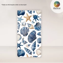 Capa de Painel Vertical Concha do Mar Azul Retangular c/overlock e Romano c/ elástico FACE ÚNICA