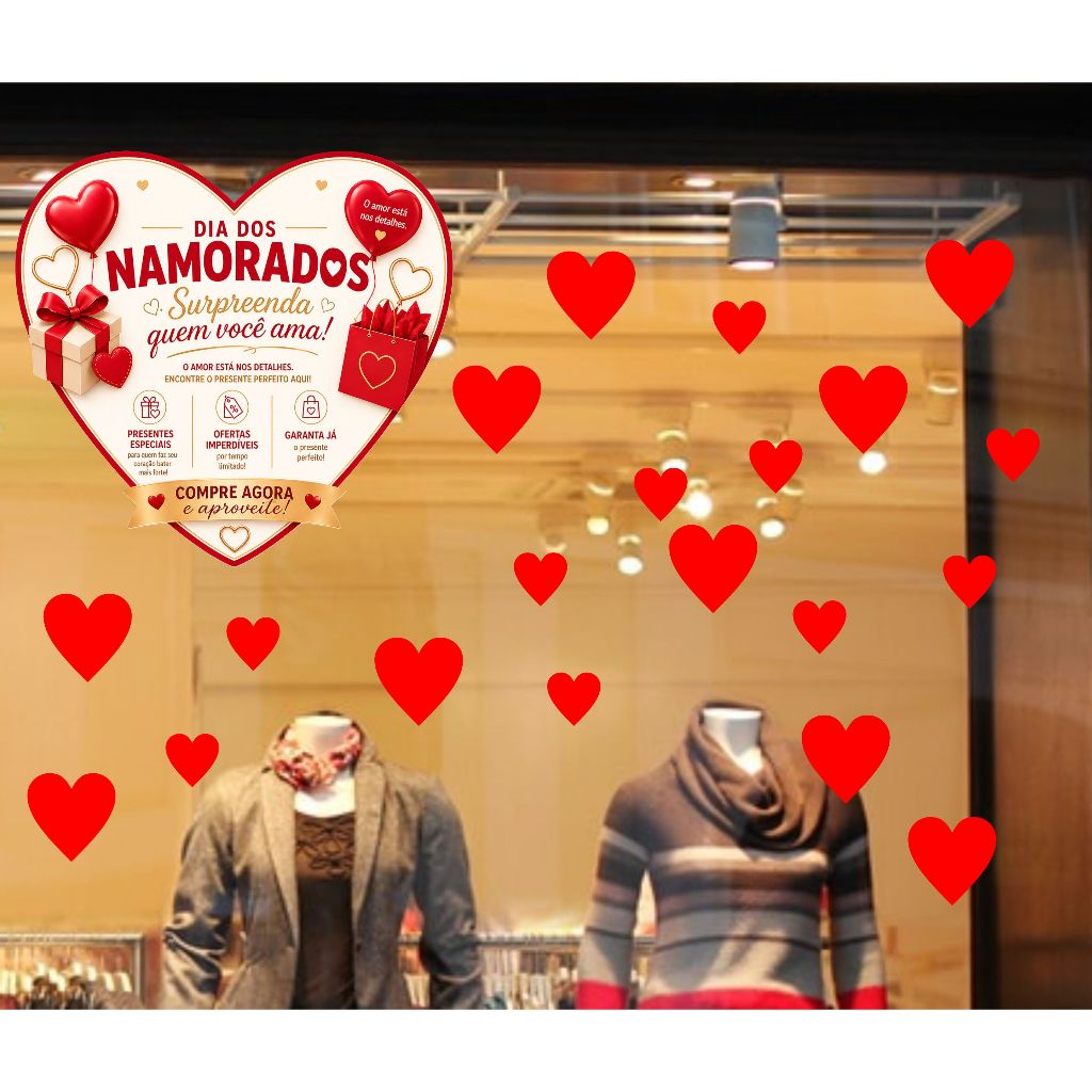 Adesivo Vinil Dia Dos Namorados Promoção Para Vitrine E Parede Branco