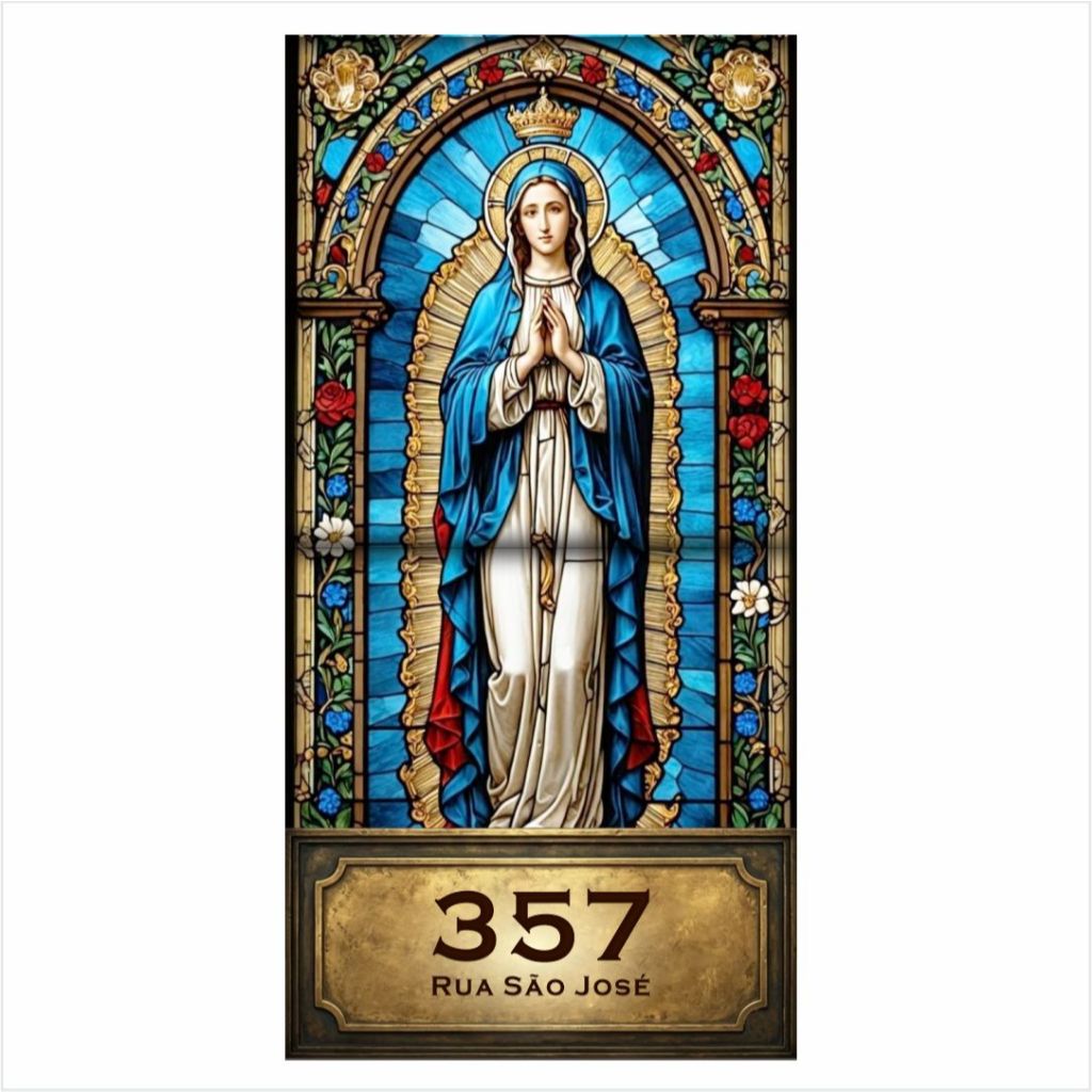 Azulejo Religioso Personalizado Número Casa Endereço Frase 2 Peças Placa Residencial Decorativa Mod3