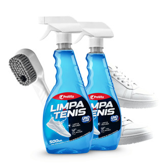 Kit 2 Limpa Tênis + Escova Spray Premium Espuma Provita 500ml Remove Sujeira Pesada Calça…