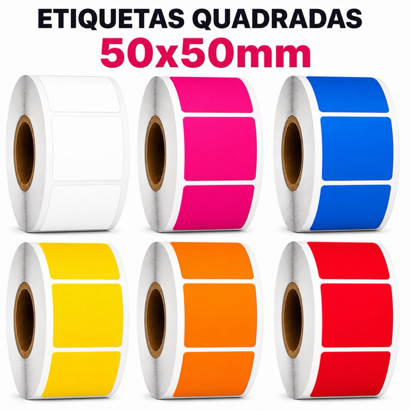 Etiqueta bopp térmica 50x50mm para mini impressora