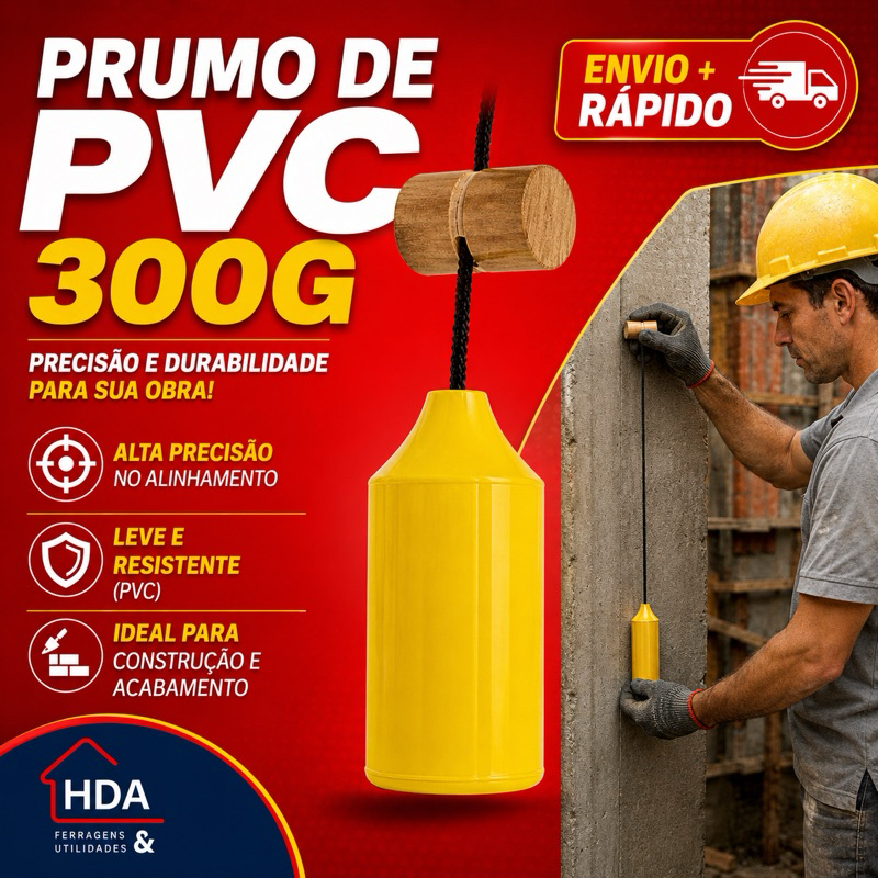 Prumo de Plástico Pedreiro Pvc Reforçado Colorido 300gr Emavah
