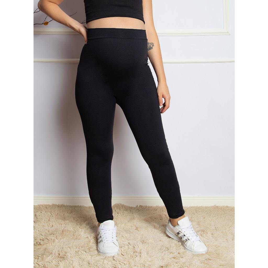 Kit 2 Calça Legging Gestante Cós Alto Gravida Gestante