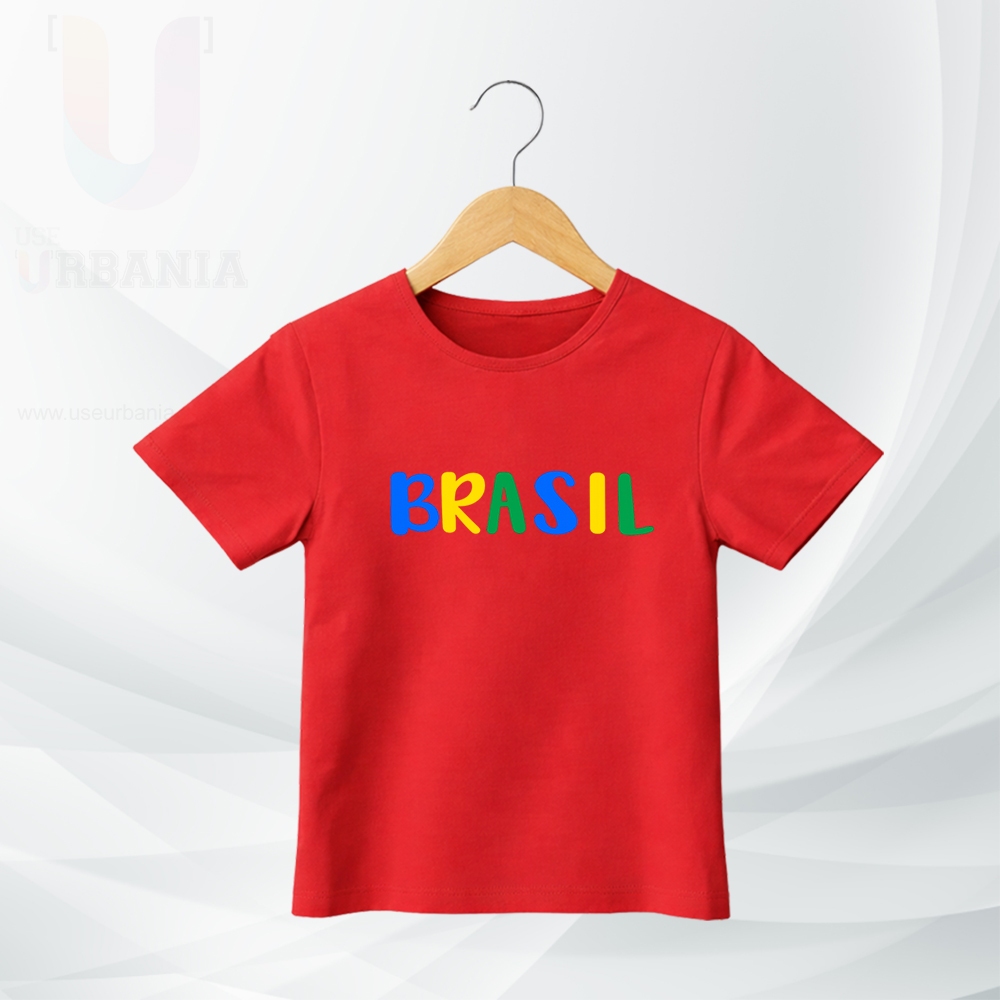 Camiseta Infantil Brasil Colorido Vermelho Estilo Consciência Social lula esquerda pt