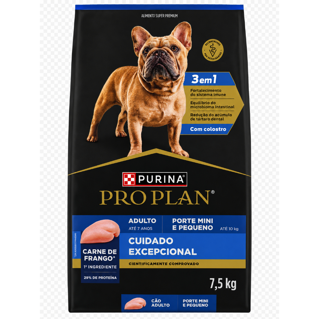 Ração Pro Plan Cuidado Excepcional Cães Adultos Porte Mini e Pequeno Frango 7,5kg