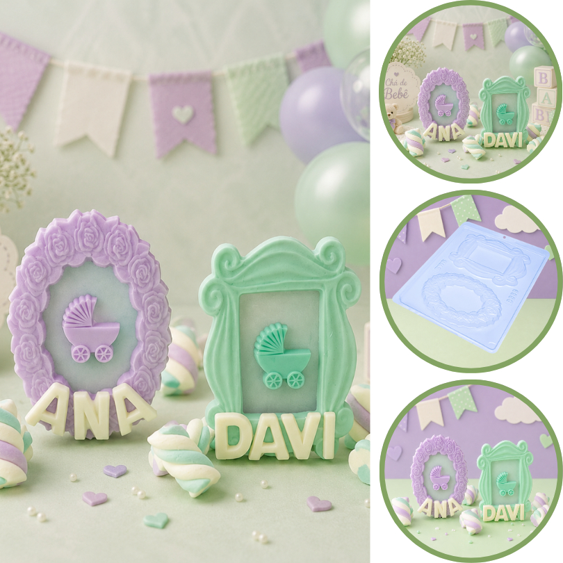 1~10 Forma Simples Porta Retrato Camafeu 9668 - (H5) em Acetato BWB Para Bombom e Doces de Chocolate. (CHOCO)
