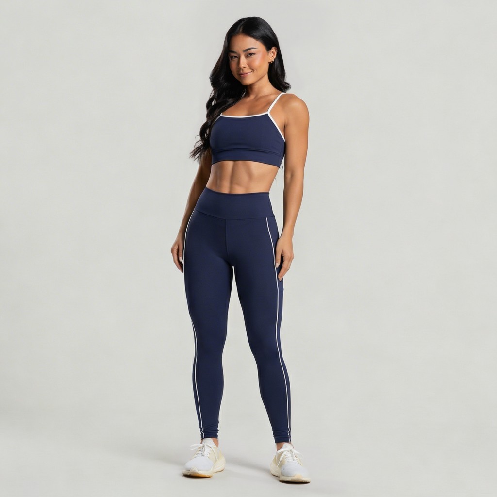 Conjunto Fitness Feminino FlUXO vivo - Top e Legging Cós Alto com Listra Lateral