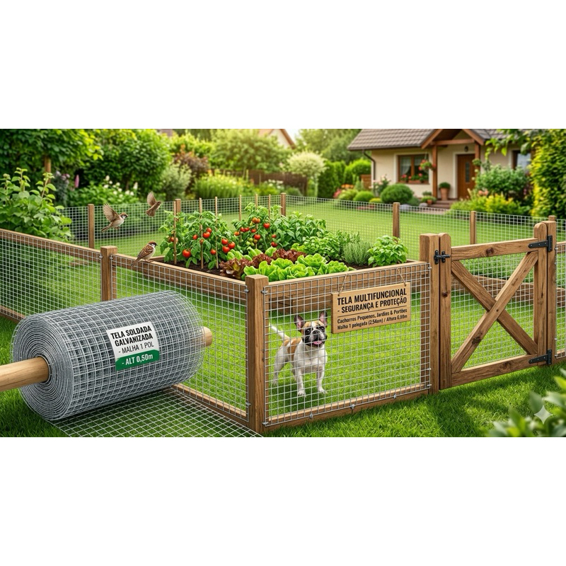 Tela Soldada Galvanizada 5m x 50cm Malha 25x25 Cercamento Horta Viveiro Proteção