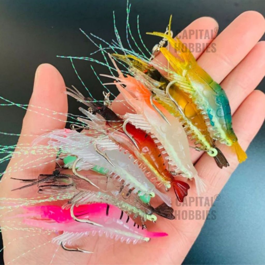 Isca artificial camarão com anzol e arame encastoado pesca