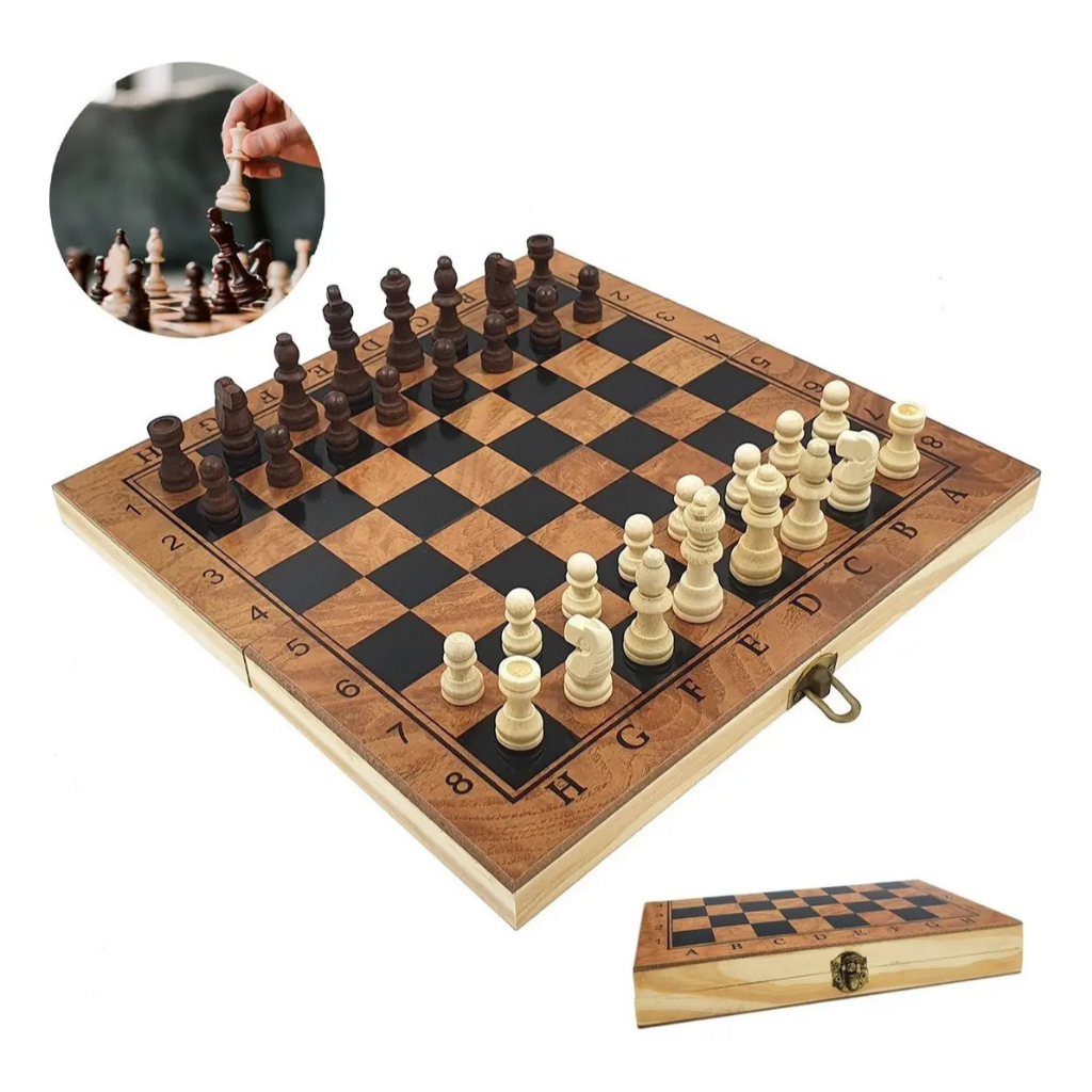 Jogo de Xadrez de Luxo Grande 30x30cm Dobrável