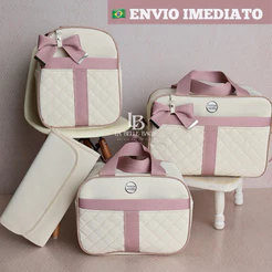Kit bolsa maternidade luxo 4 peças com mochila e trocador, Mala Maternidade para bebê (AD fita novo)