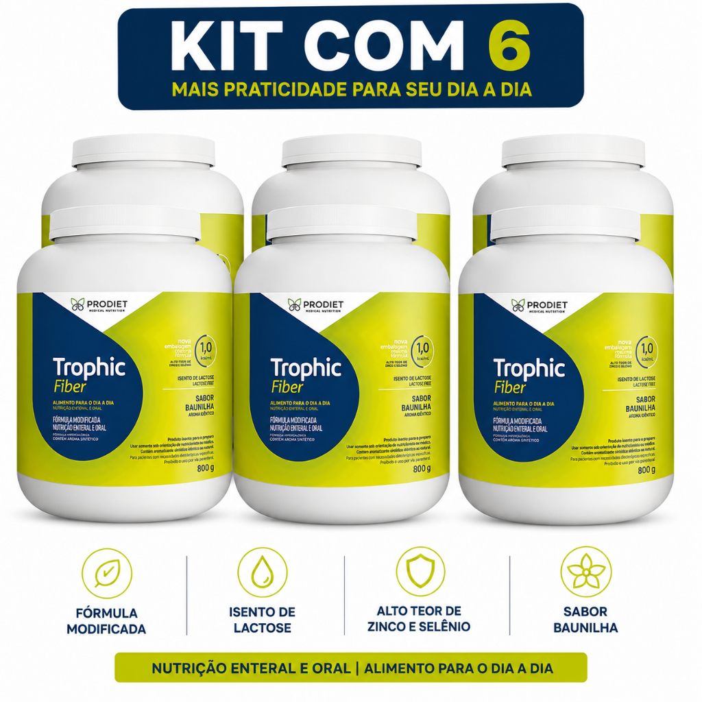 KIT 6 Trophic Fiber 800g Dieta Enteral em pó - Prodiet