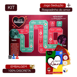Kit Jogo da Sedução Com Tabuleiro E Dado e Jogo de Cartas Raspadinha do Amor Com Dado Para Casais