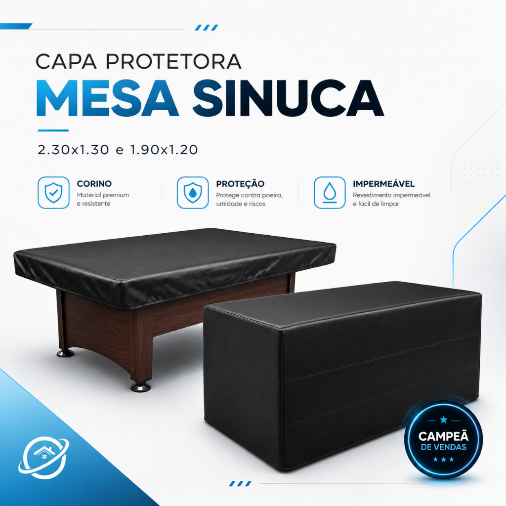 Capa para Mesa de Sinuca Impermeável Napa Proteção Bilhar Longa/Curta Anti Poeira Água Sol Mesa 2,30x1,30 e 1,90x1,20