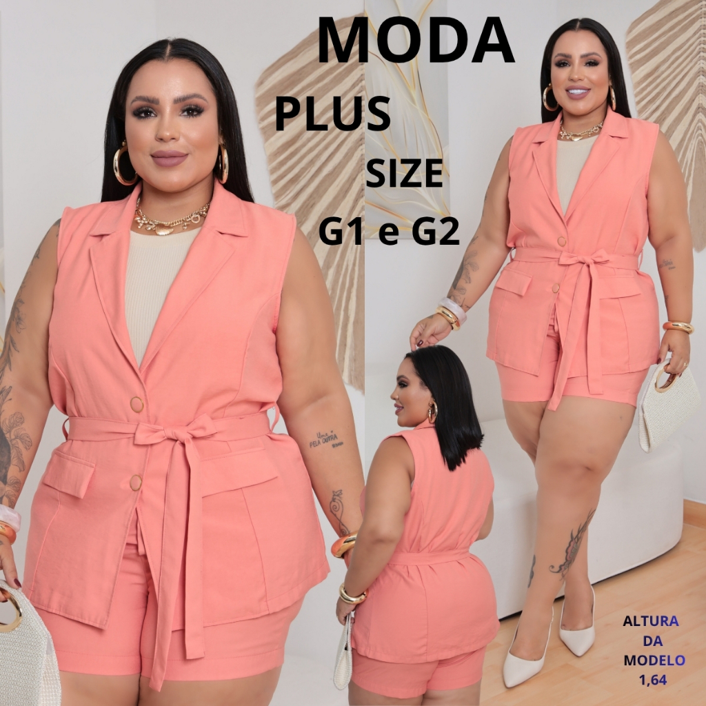 ✨Conjunto Feminino Blazer Colete+Short alfaiataria ELEGANTE/CASUAL/FORMAL/VERSÁTIL/LUXO-G1 E G2✨