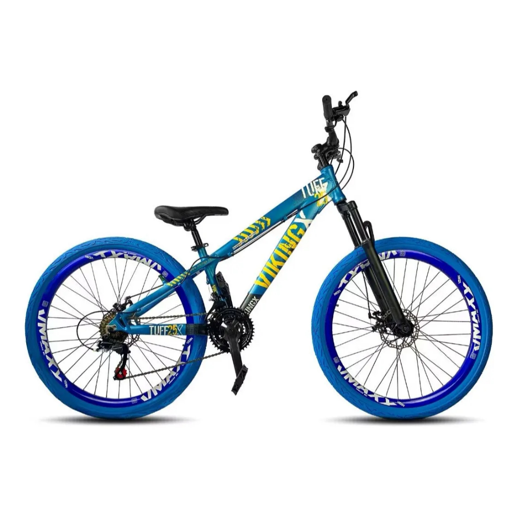 Bicicleta Vikingx Tuff44 21V Roda Vmaxx Azul Pneu Flame Azul - Azul Metálico