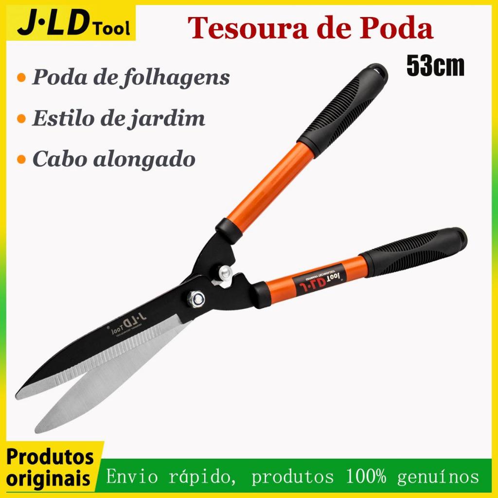 JLD Tesoura de Jardim Profissional 53cm Para Poda de Arbustos, Grama e Cerca Viva