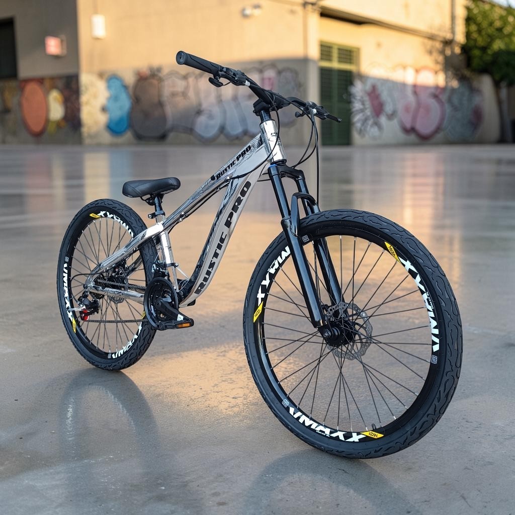 Bike Aro 26 PRO-X Freeride Cromada Rodas Rimaxx 21 Marchas Downhill Freio Disco Pneu Flame Tipo Hupi Naja Bike Grau