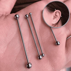 Piercing Transversal Bolinha Prata Aço Cirúrgico