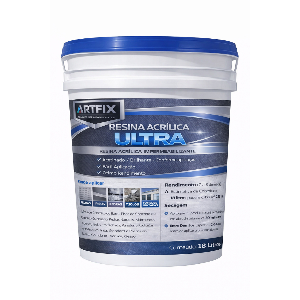 Resina Multiuso 6x1 ARTFIX 18L Incolor Selador Primer Verniz Impermeabilizante Parede Piso