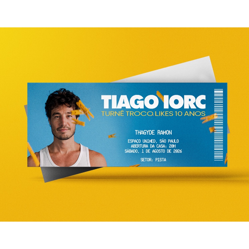 Ingresso Holográfico Personalizado Tiago Iorc - Turnê Troco Likes 10 Anos
