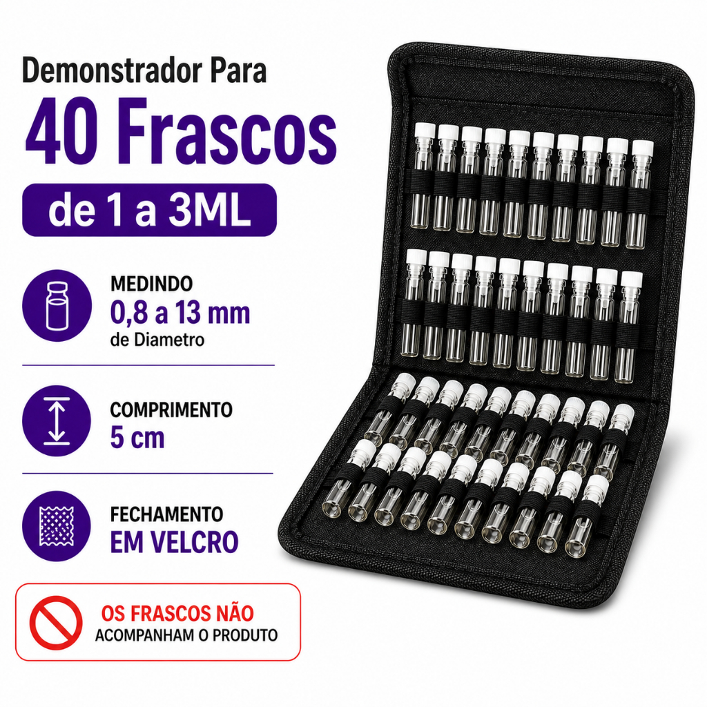 Estojo Expositor para 40 Frascos de 1 à 3ml Organizador para Flaconetes