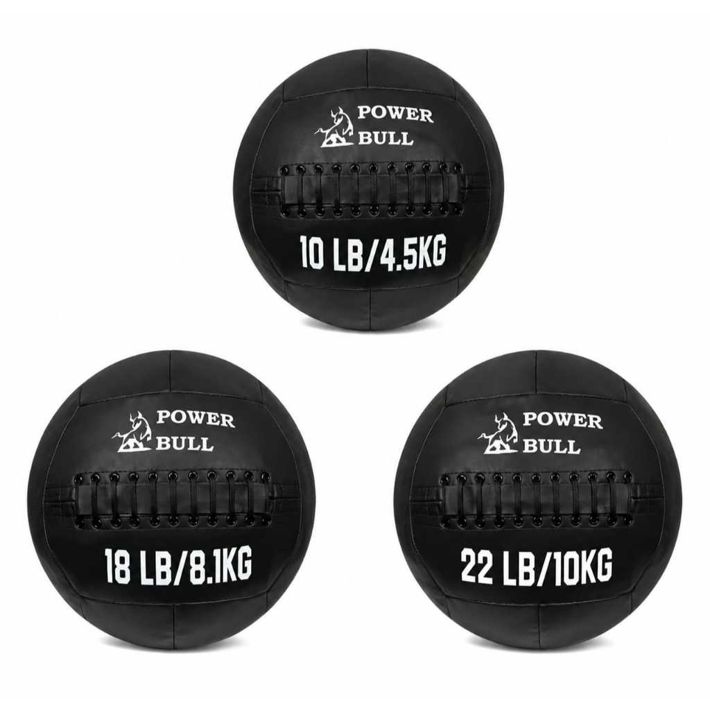 Kit 3 unidades Medicine Ball Wall Ball Power Bull 4,5kg 8,1kg 10kg Treino Funcional Crossfit