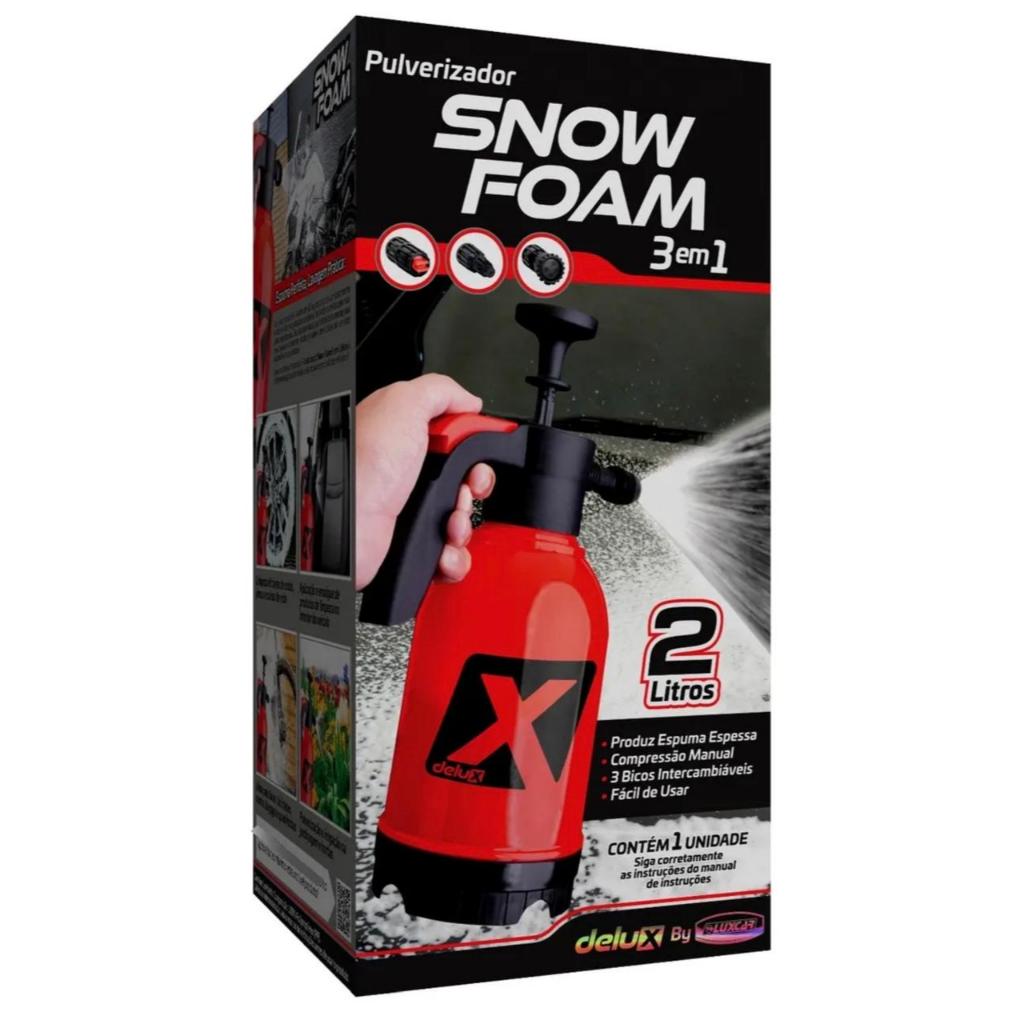Pulverizador Delux Snow Foam Híbrido Manual 3 em 1 Vermelho 2 Litros Luxcar